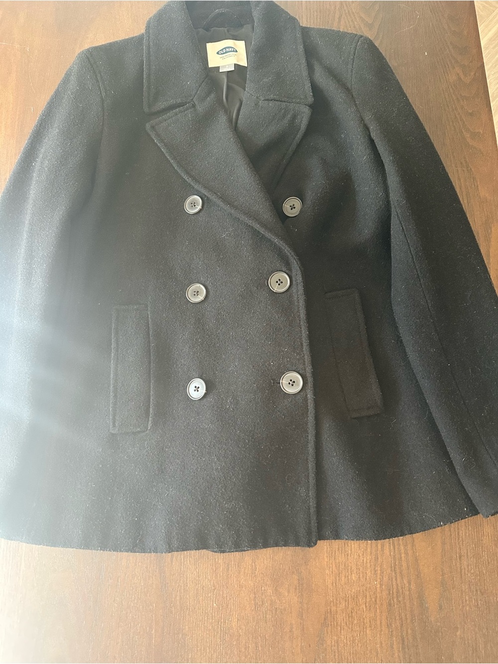 GAP Black Double-Breasted Wool Peacoat